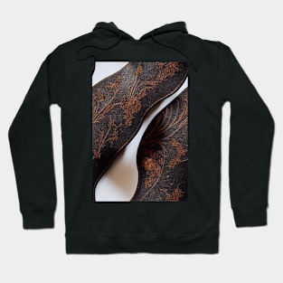 Dark Ornamental Leather Stripes, natural and ecological leather print #76 Hoodie